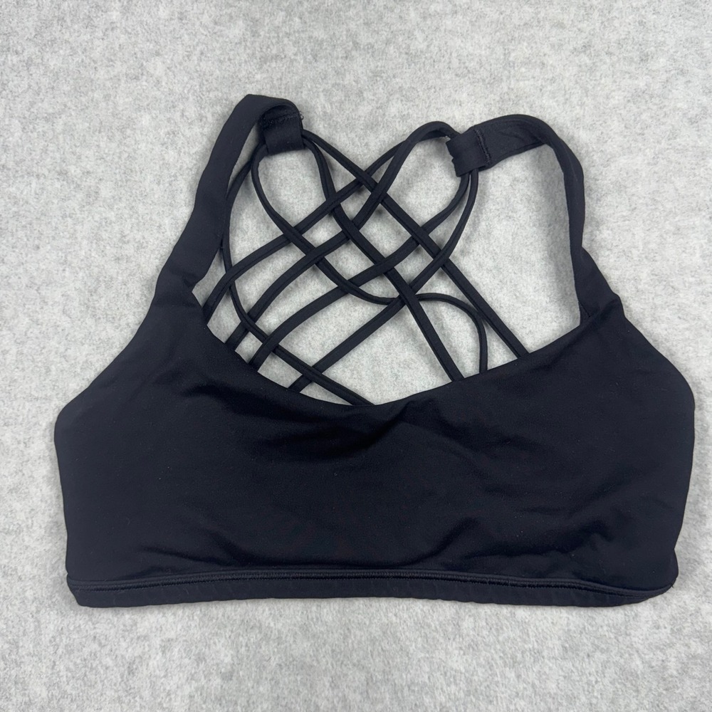 Lululemon Free To Be Wild Sports Bra Black Strappy Back Size 6 LW2870S